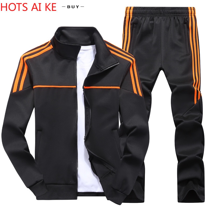 New Men's Set Spring Autumn Man Sportswear 2 Piece Sets Sports Suit Jacket+Pant Sweatsuit Male Tracksuit Asia Size