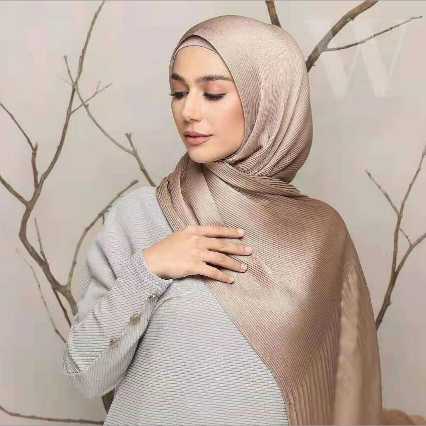 100pc/lot Popular Pleated Satin New satin crinkled Hijab Plain Satin Shawl Muna Ombra Hijabs for Women