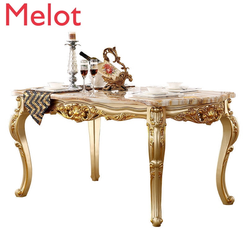 Dining Tables and Chairs Set Solid Wood Champagne Dining Table Square Restaurant Home Dining Table Marble Ellipse Dining Table