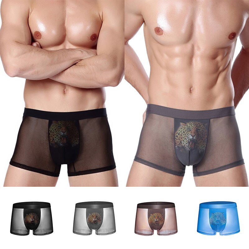 3D Lace Mesh Sexy Hollow Boxer Shorts Men Underwear Funny Cool Boxers Shorts Briefs Summer Breathable Sexy Mesh Underpants