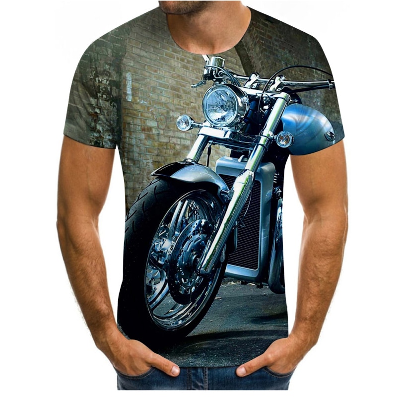 Cool racing graphics t-shirt motorcycle 3D printing men's t-shirt summer fashion top t-shirt men's plus size streetwear top