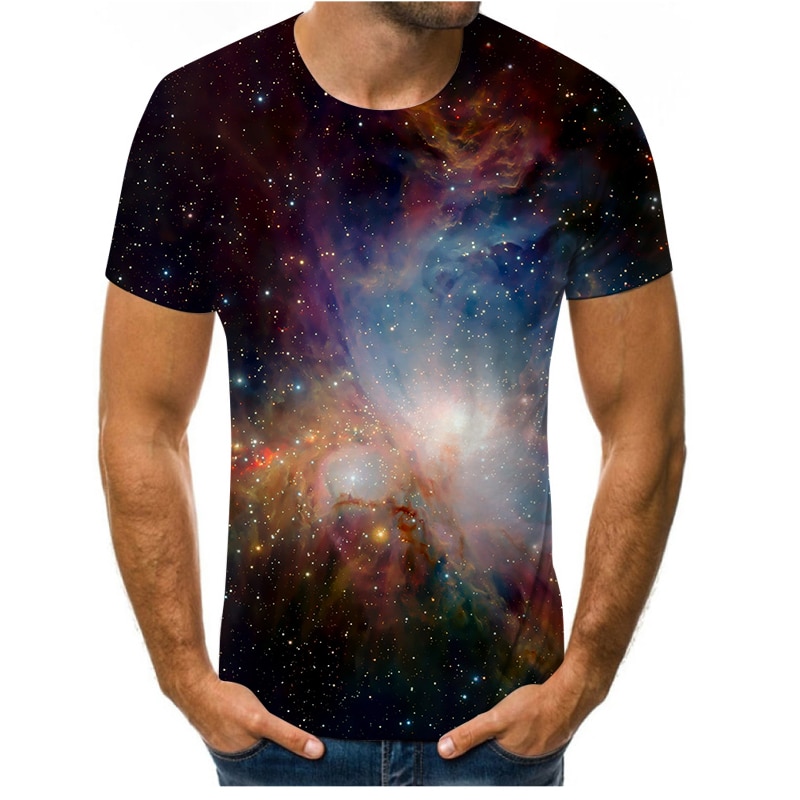 2021 summer men's short-sleeved T-shirt 3D printing starry sky universe fashion loose men's T-shirt manufacturer for sale