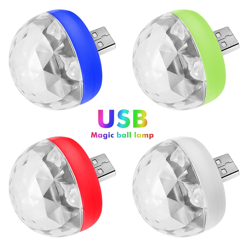 Mini USB Colorful Atmosphere Light Car USB Party Light DJ LED RGB Interior Lamp Club Disco Stage Effect Portable Lights NEW