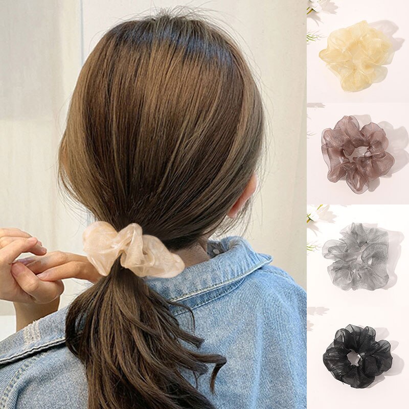 Shiny Gauze Scrunchies Glitter Net Yarn Intestine Hair Ring Girls Hair Accessories Summer Hair Rope Hairband Women Headwear Hot