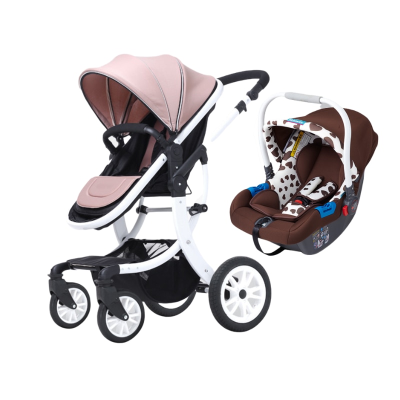 3 in 1 stroller High landscape baby stroller can sit reclining lightweight folding shock absorber BB baby children push stroller