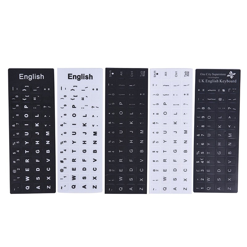 English Keyboard Replacement Stickers White on Black Any PC Computer Laptop Suitable for any PC keyboard or laptop