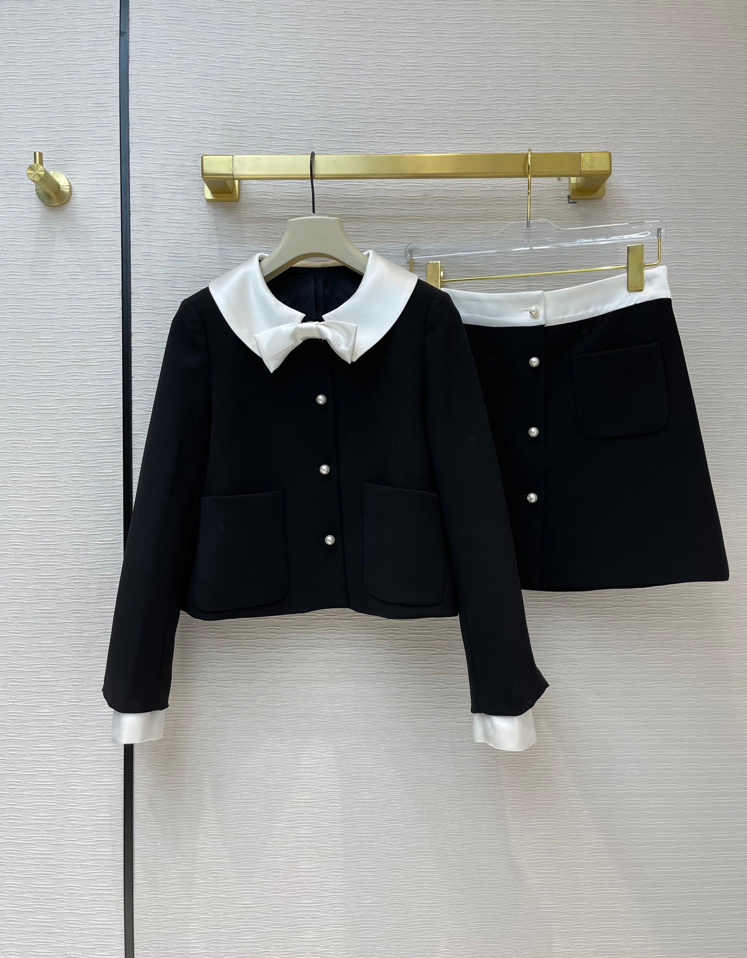 New Ladies Fashion 2021 Suit Doll Collar Short Jacket + Skirt 2 Piece Set 0106