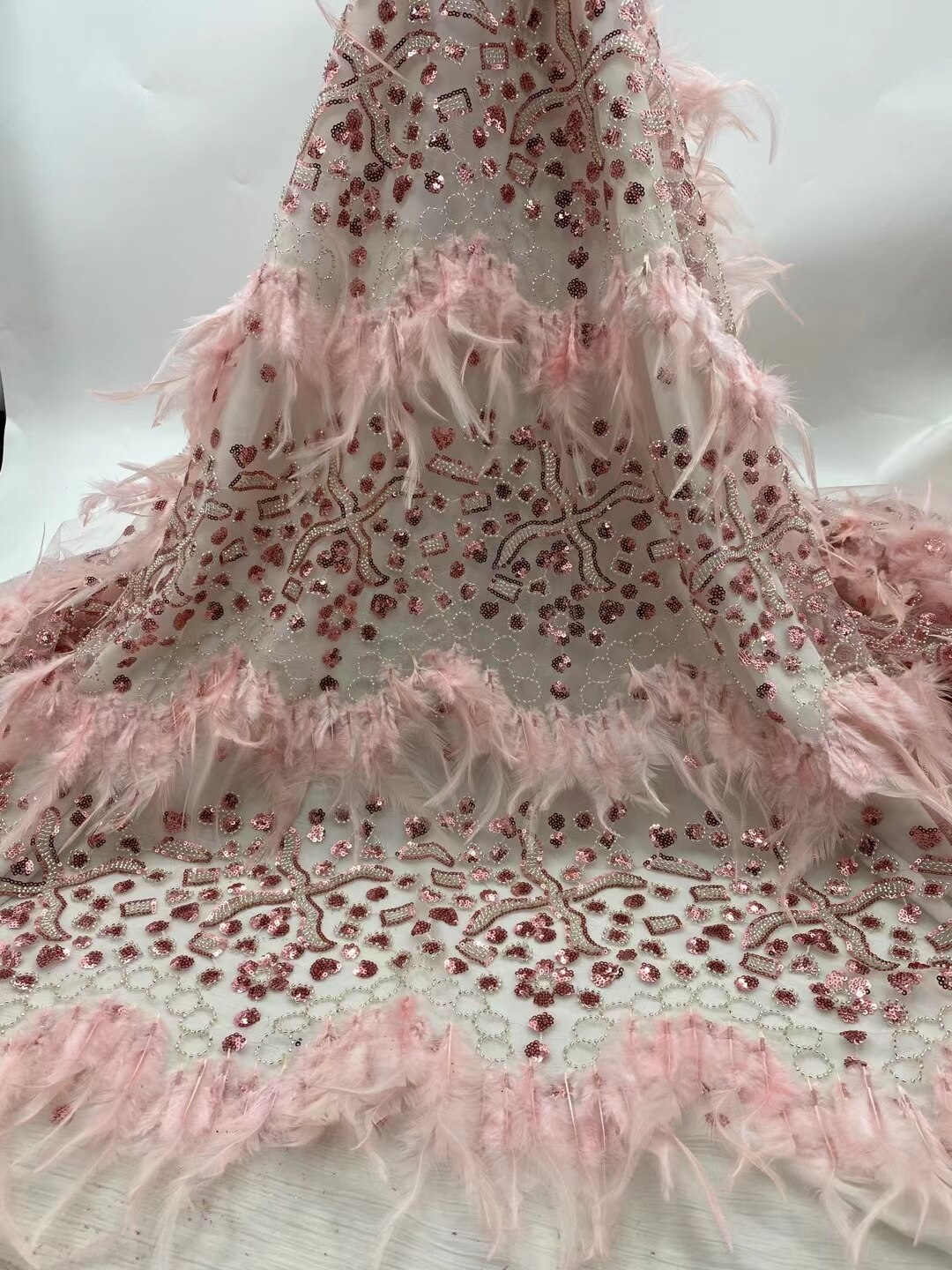 New listing of African lace fabric 2021 wedding lace fabric of high quality Nigeria sequined and beadedlace fabric