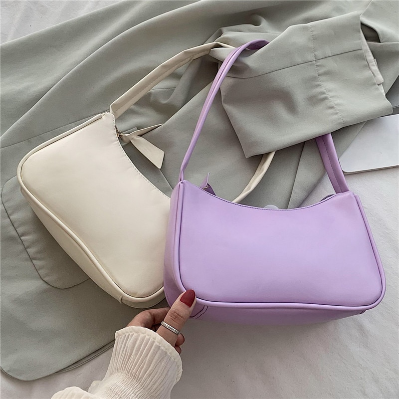 2021 New Handle Bag Women Retro Handbag PU Leather Shoulder Totes Underarm Vintage Top Handle Bag Female Small Subaxillary Bags