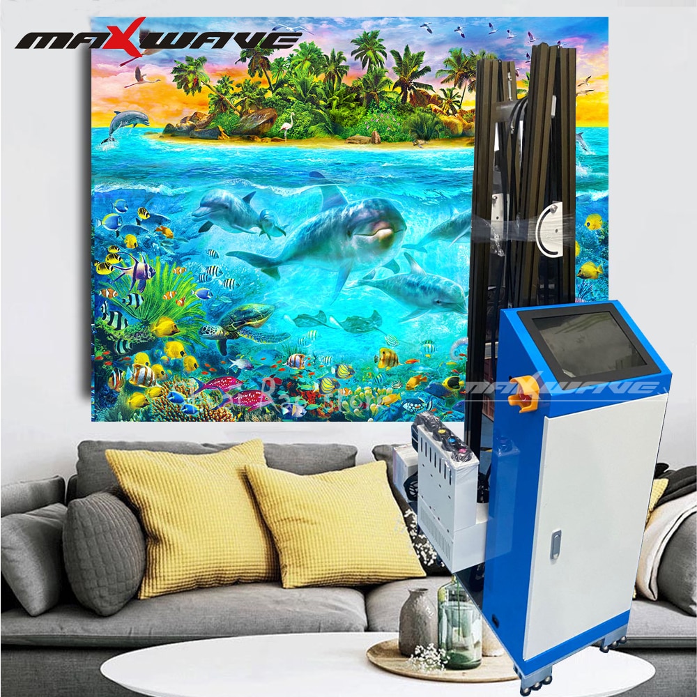 3D 5D 6D Effect Vertical Wall inkjet Printer Price Direct To Wall Painting Machine portable automic move by rail