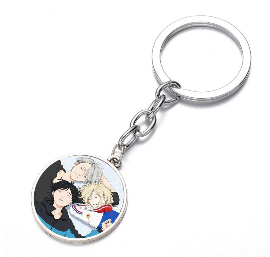 anime YURI!!! on ICE Keychain Bronze Silver black Glass Dome Key Chain Bag Charm Pendant Keyring Holder Kids boy girl Pendant