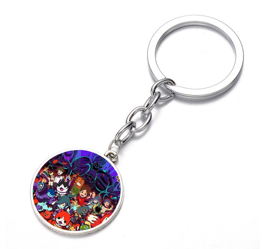 Cartoon anime Yo-kai Watch Keychain Glass Dome Key Chain Bag Charm Pendant Keyring Holder Kids boy girl Pendant