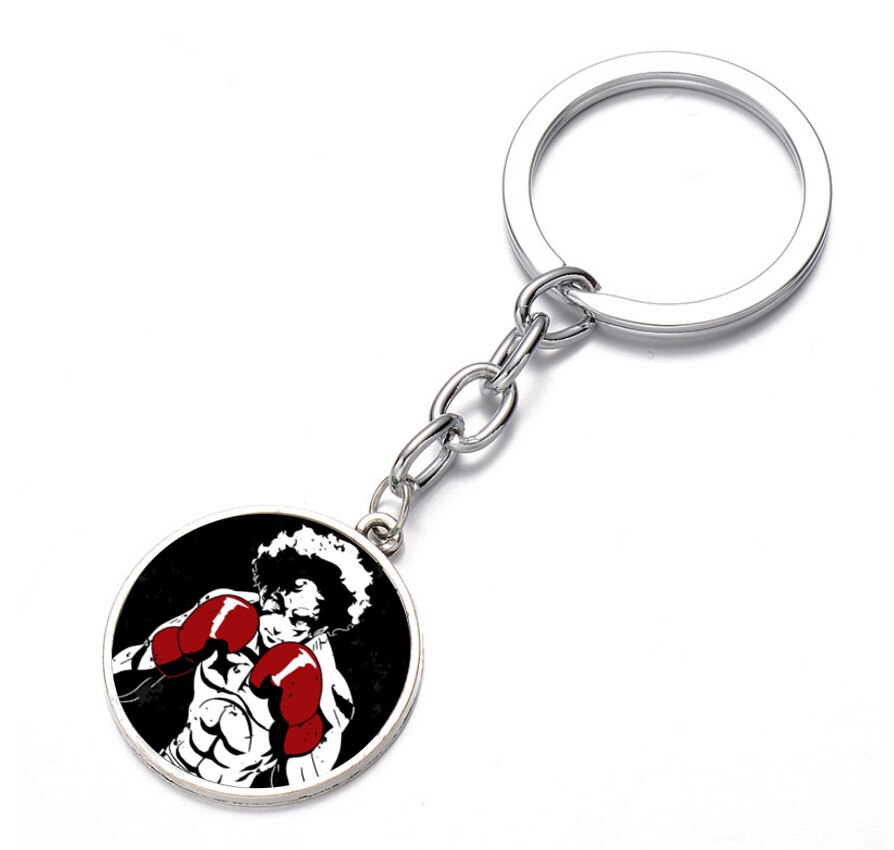 anime MEGALOBOX Keychain Silver black Plated Glass Dome Key Chain Bag Charm Pendant Keyring Holder Kids Pendant