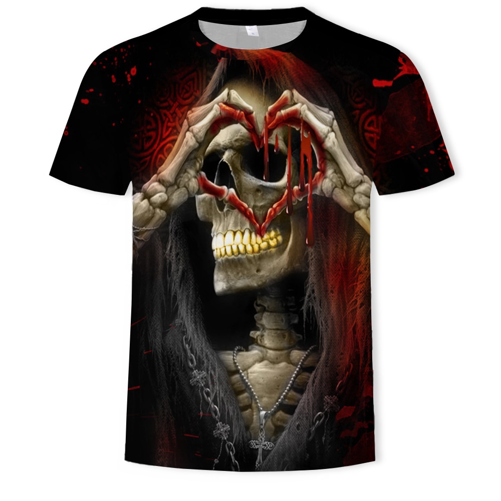 Men clothes 2021 New Men's Summer Skull Print Men Short Sleeve T-shirt 3D print t Shirt Casual Breathable funny t shirts