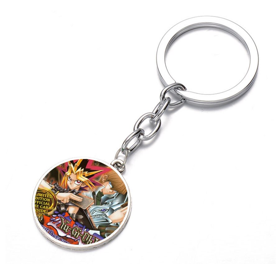 Game anime Yu-Gi-Oh! Keychain Glass Dome Key Chain Bag Charm Keyring Holder Kids boy girl Gift Pendant