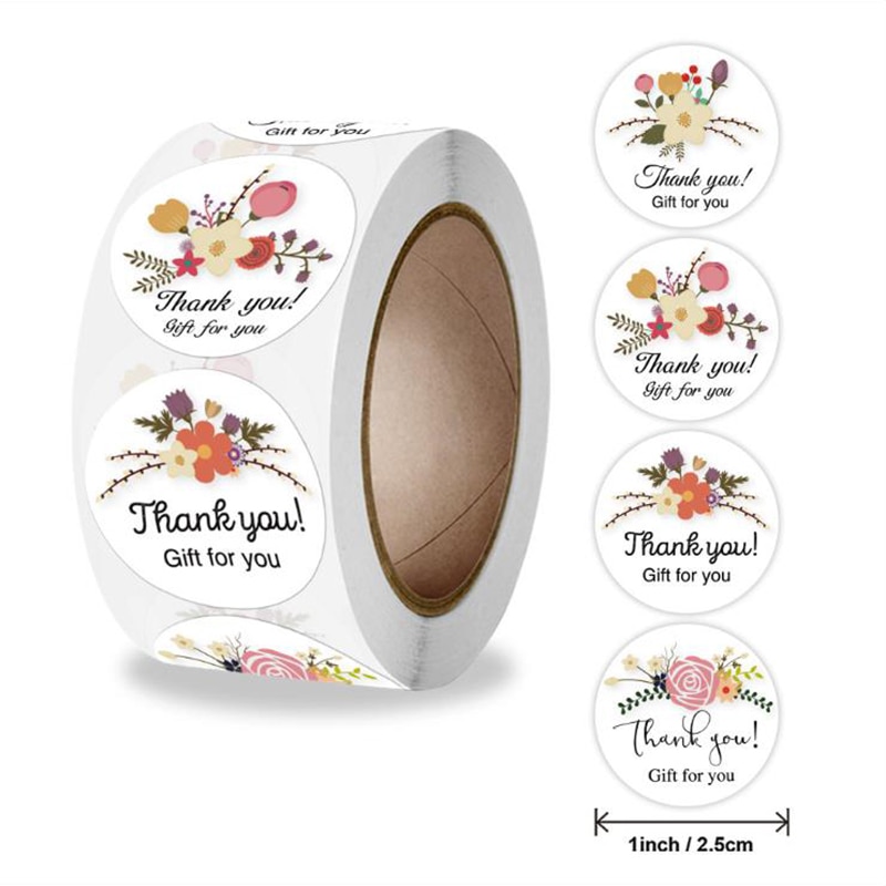 Floret Combination Labels Sealing Color Thank You Sticker Paper Stationery Supply Decoration Scrapbooking Stickers 50PCS