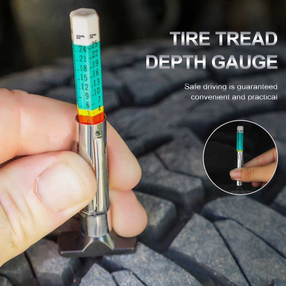 Car Truck Tire Tread Depth Gauge Portable Tyre Depth Tester Color Coded Metric Gauge Measurement