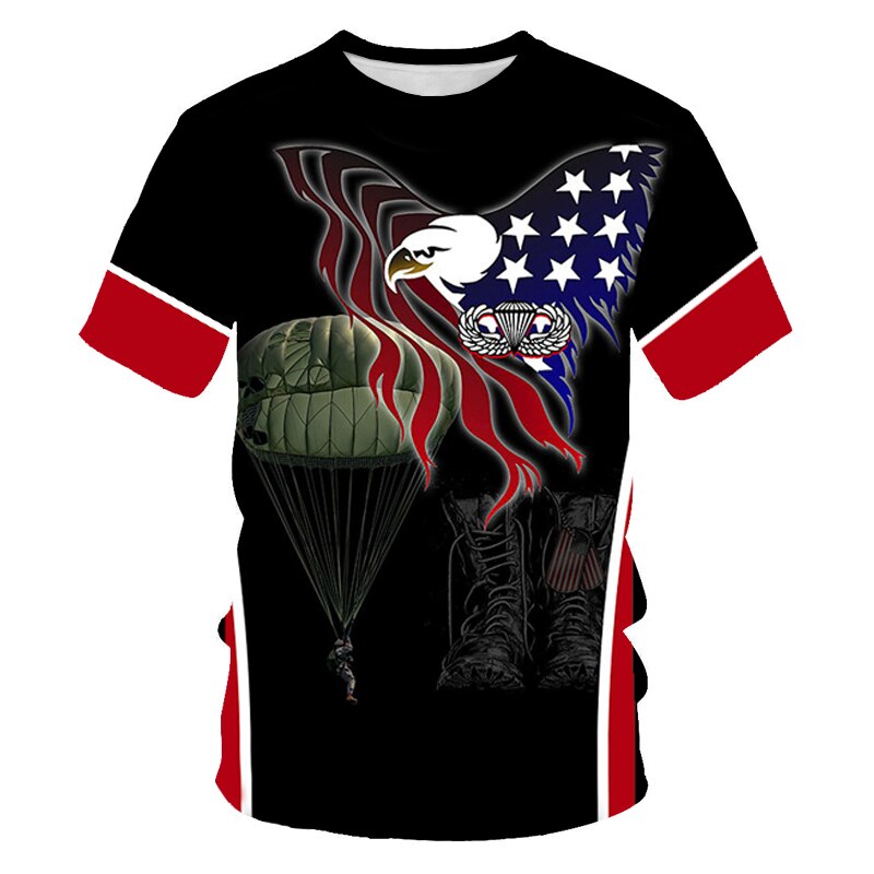 Flag Eagle Fashion Casual 3d Printing Men's T-shirt Outdoor Personality Customization Men's and Women's O-neck Men's Clothing