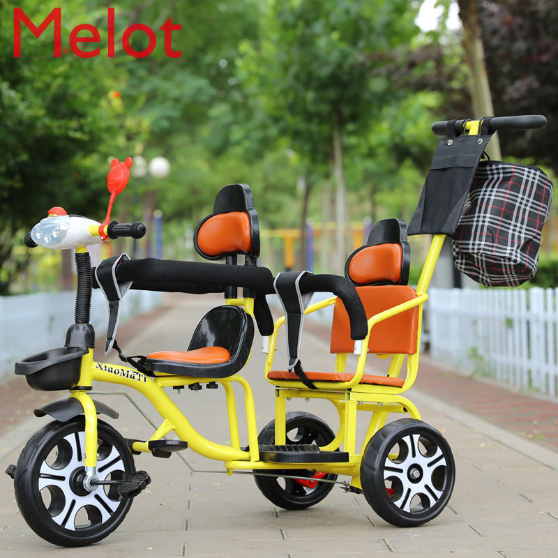 Children's Tricycle Double Pedal Trolley Double Double Seat Tricycle Perambulator