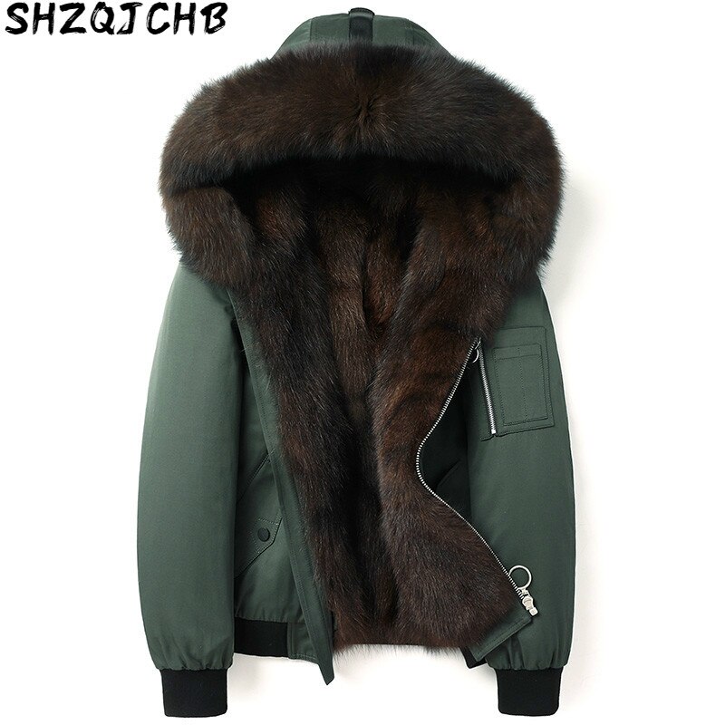 JCHB 2021 New Parka Real Fur Coat Men Winter Jacket Natural Fox Fur Liner Thick Warm Luxury Fur Coats Parkas De Hombre 4996 KJ3