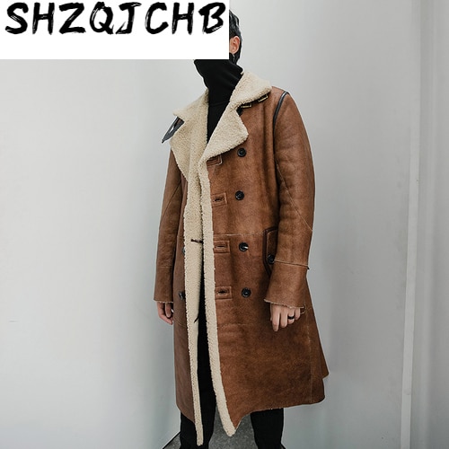 JCHB 2021 Winter Genuine Leather Jacket Men Long Real Fur Coat Mens Shearling Jacket Sheepskin Coat for Men Veste Cuir Homme 18