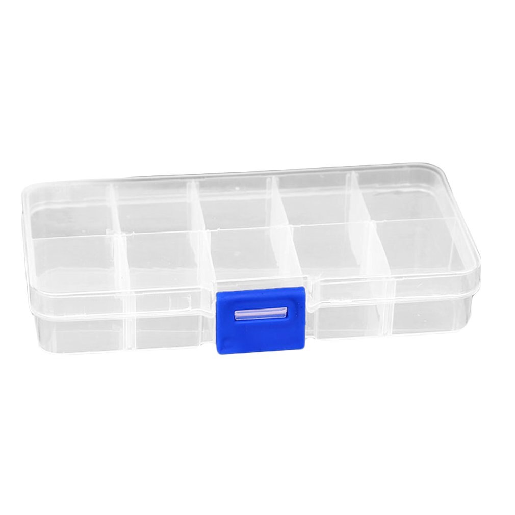 10 Grids Plastic Storage Box for Small Component Jewelry Tool Box Bead Pills Organizer Nail Art Tip Case