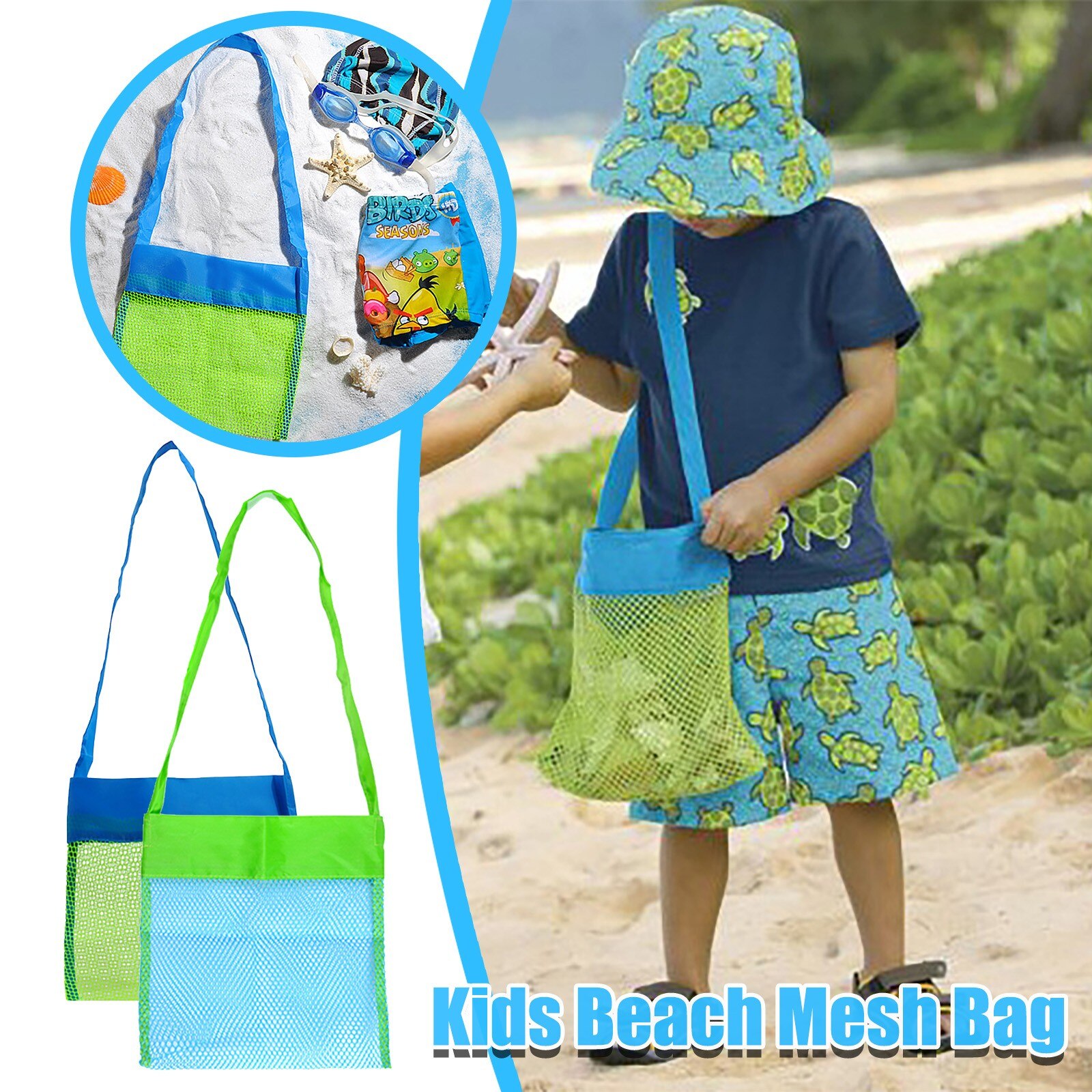 Outdoor Swimming Beach Bag Foldable Mesh Swimming Waterproof Bag For Kids Beach Swimming Sport Bags Beach Toy Mesh Tote Bags