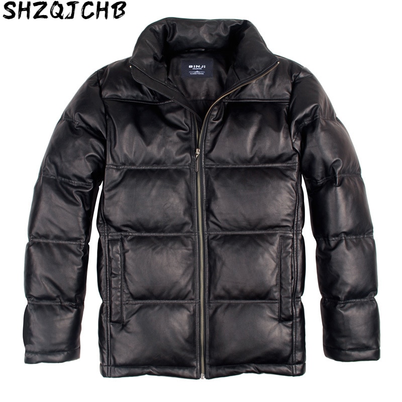 JCHB 2021 Geniune Leather Jacket Men Sheepskin Leather Goose Down Coat Quality Winter Warm Thick Plus Size Outwear12-H05# MF381