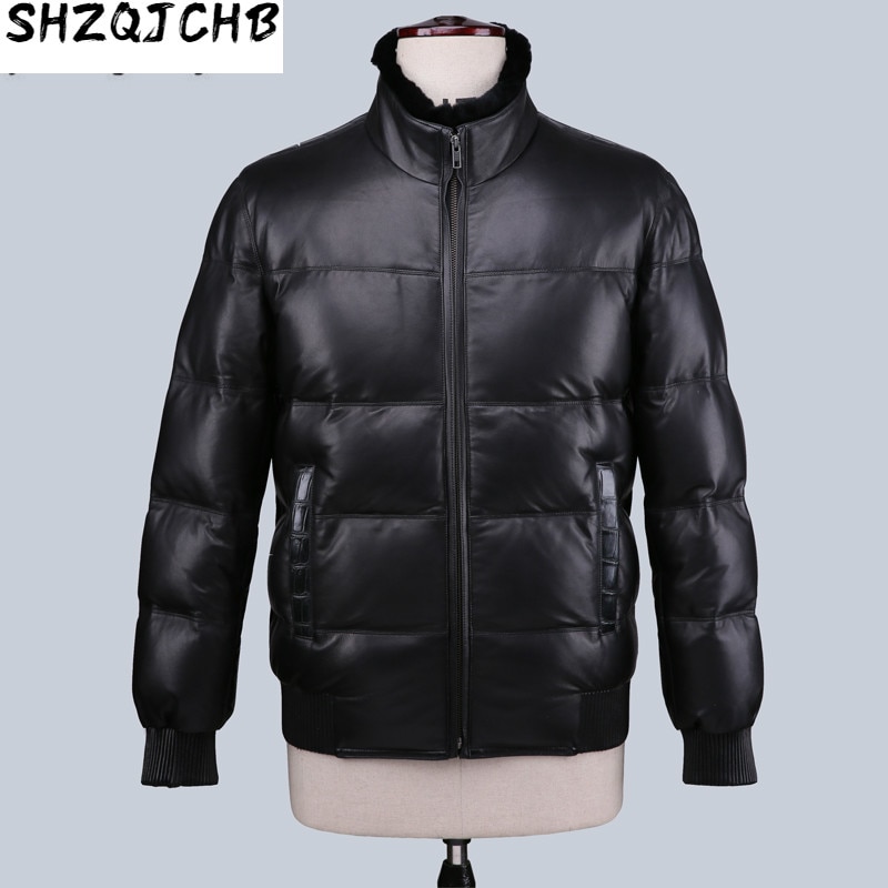 JCHB 2021 Geniune Leather Jacket Men Sheepskin Leather Goose Down Coat Winter Warm Thick Outwear Casaca De Pluma 16-H32# MF379