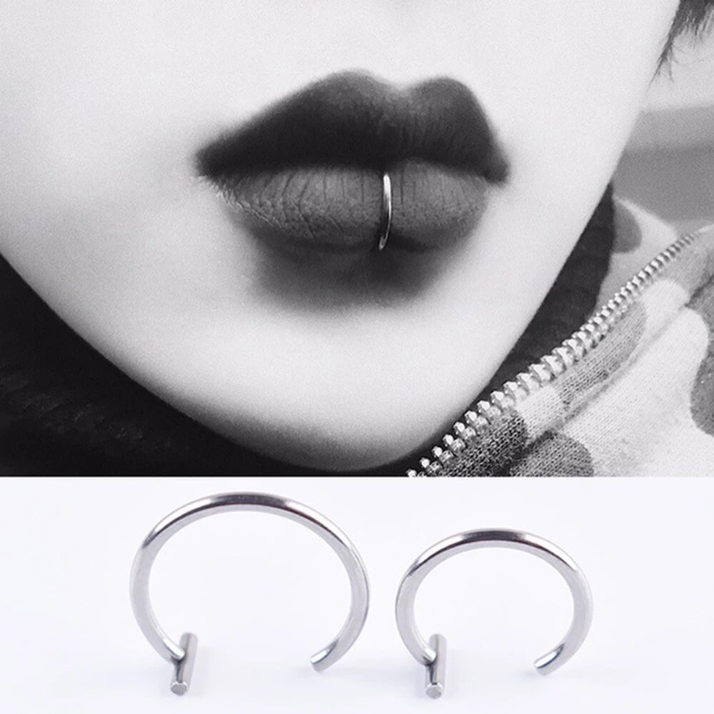 YPAY Gothic Faux Body Piercing Jewelry Faux Body Piercing Metal Fake Nose Ring Fake Body Jewelry Personalized Gift