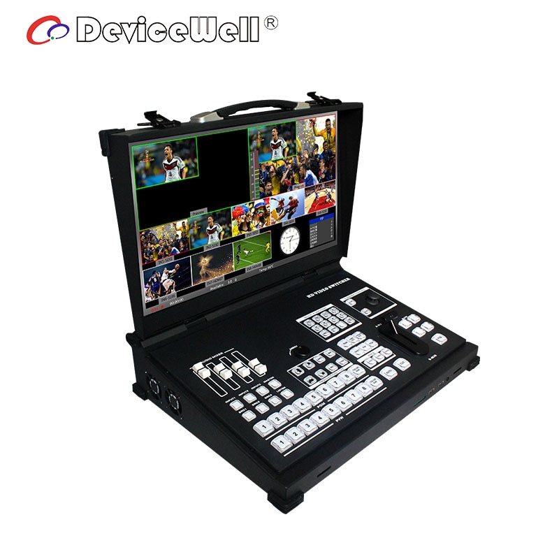 DeviceWell HDS9110 Hd Production 10 Channel 1080P SDI T-Bar Cut Auto Live Video Switcher