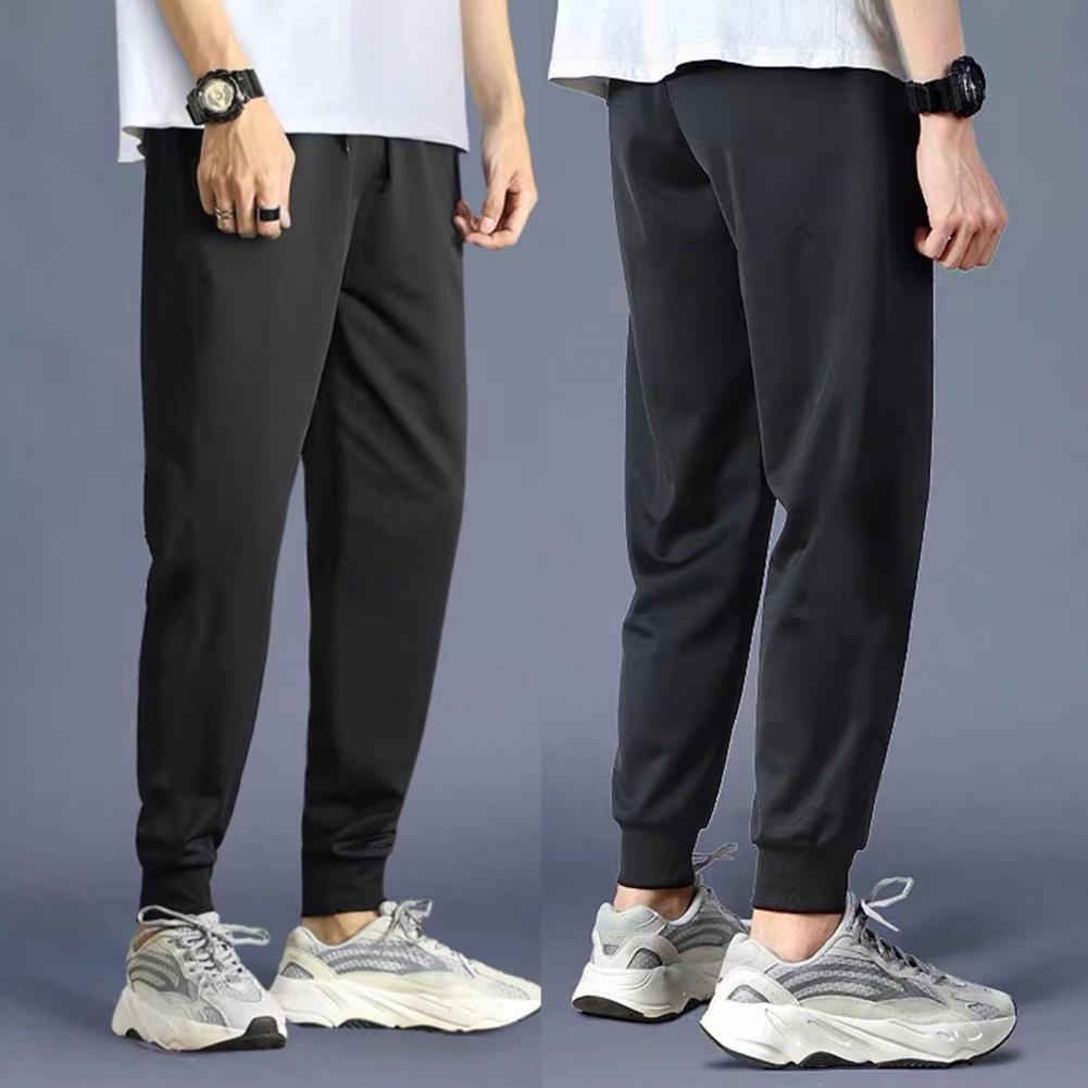 Pants Stretchy Polyester Fiber Waist Drawstring Trousers for Daily Wear