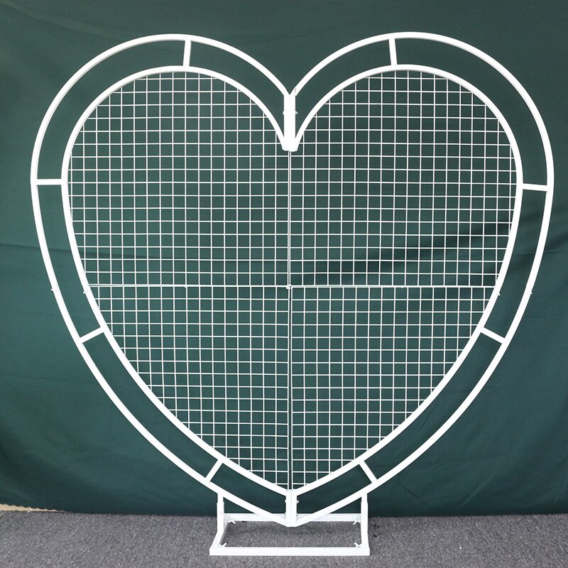 HVAYI Wedding Props Wrought Iron Grid Heart-Shaped Arch Artificial Flower Decoration Geometric Shelf Party Stage Background