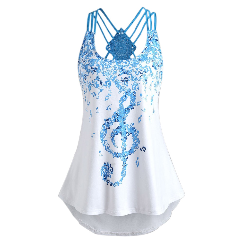 Blouse Tops High Quality Ladies' Bandages Sleeveless Vest Top Musical Notes Print Strappy Autumn Tops For Women #s11