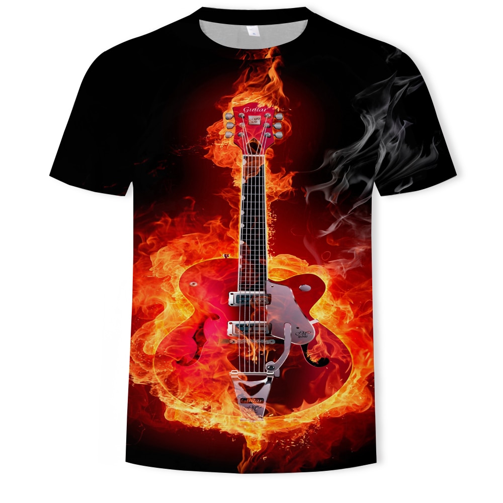 Summer fashion new musical instrument violin 3D printing men's T-shirt casual street wear O-neck men's plus size shirt