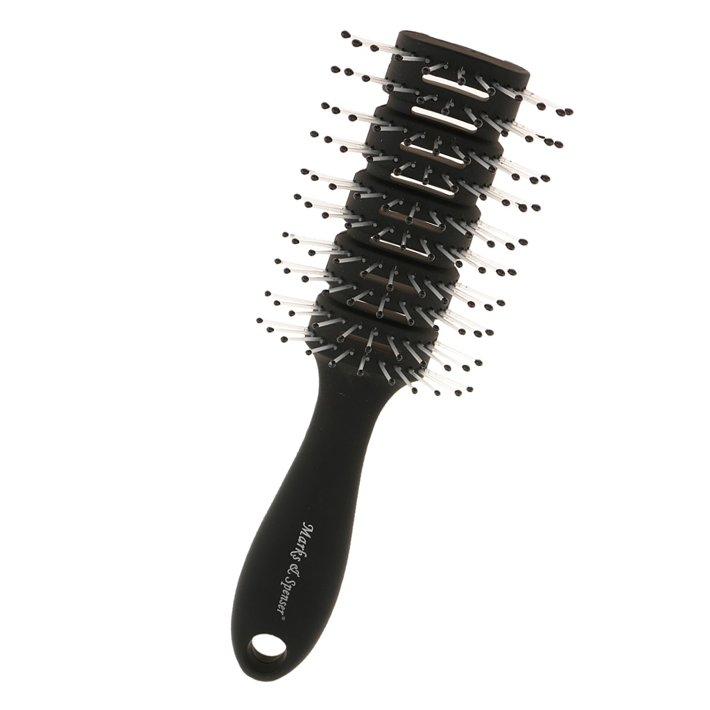 Women Styling Hair Brush Ribs Comb Anti-static Salon Curly Hair Comb Black