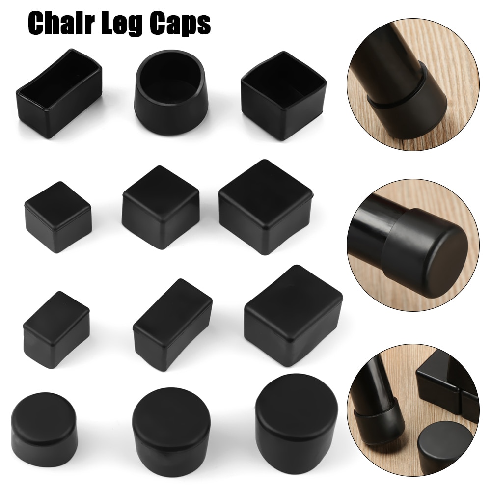 4pcs/Set Black Silicone Chair Leg Caps Non-slip Table Foot Cover Socks Floor Protector Pads Plugs Furniture Leveling Feet Mat