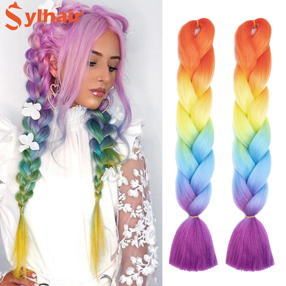 Sylhair Afro Ombre Braiding Hair Synthetic Hair Extension for Braids 24 inches 100g/Pack Jumbo Braid Hair Products Wholesale