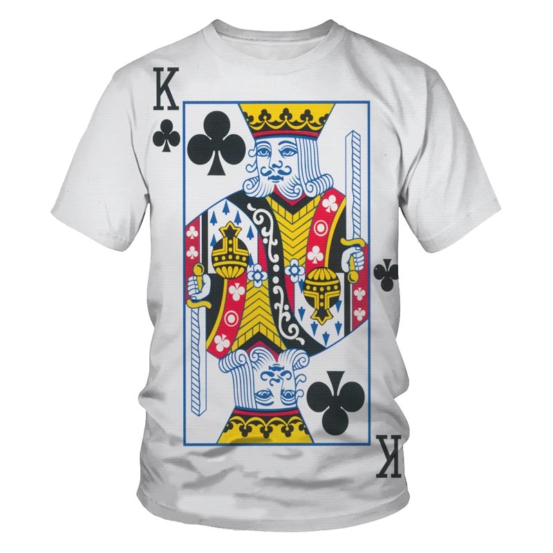 2021 Summer Men's and Women's Short Sleeve Tops 3D Printing Poker T-shirt Men's and Women's Clothing top Oversized T-shirt