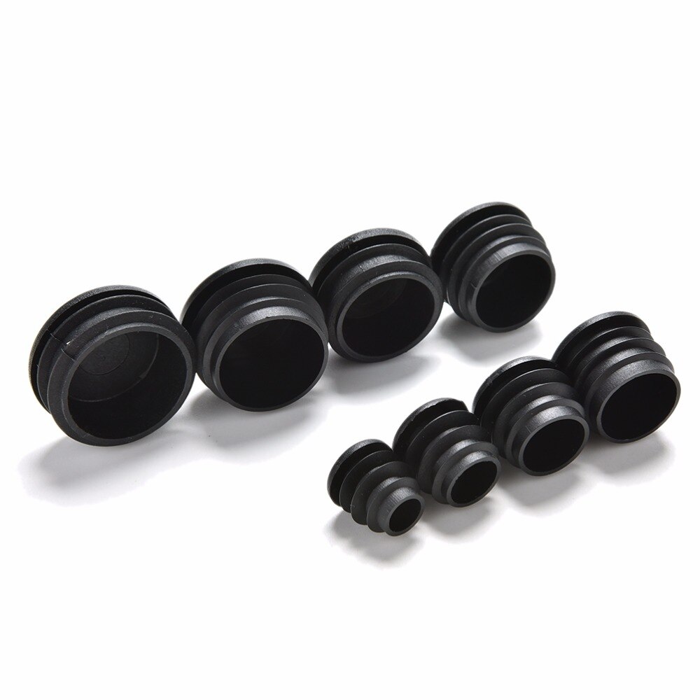 10Pcs Black Plastic Furniture Leg Plug Blanking End Caps Insert Plugs Bung For Round Pipe Tube 8 Sizes