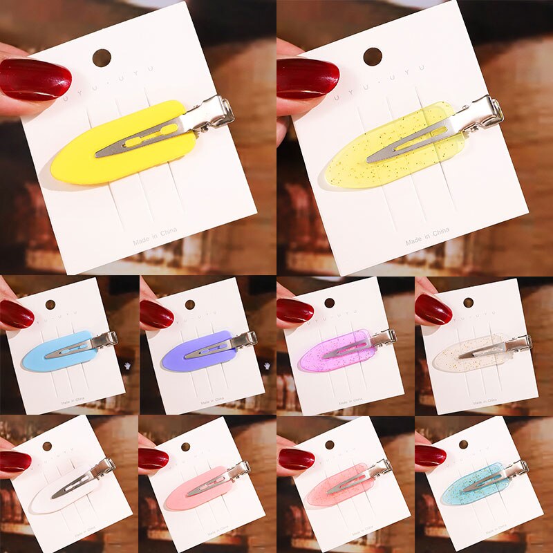 1pc No Bend Seamless Hair Clips Side Bangs Small Leaves Duckbill Clip Fix Fringe Barrette Women Makeup Washing Face Accessories