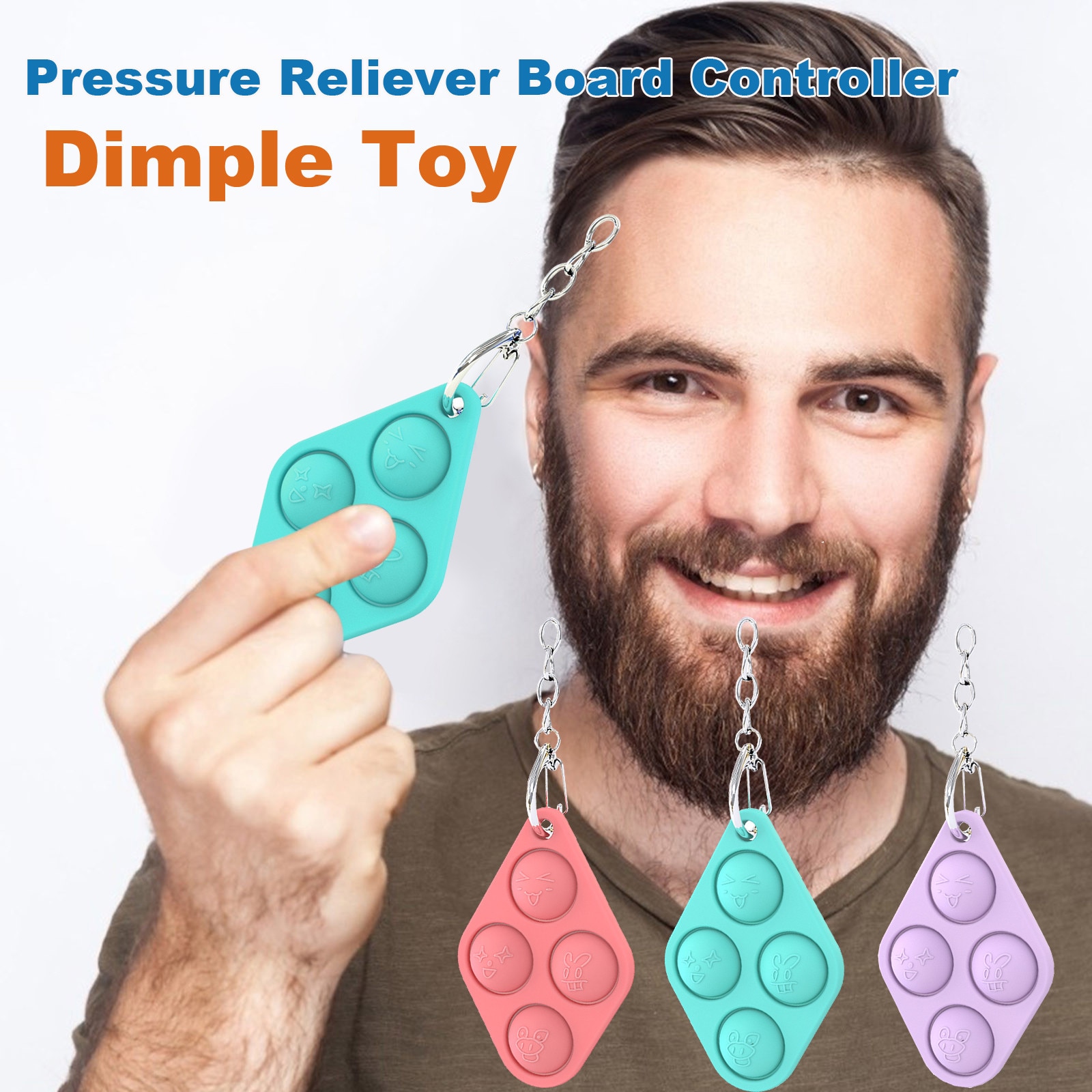 Fidget Simple Dimple Toy Fat Brain Toys Stress Relief Hand Fidget Toys Kids Adults Early Educational Diamond Shape Keychain