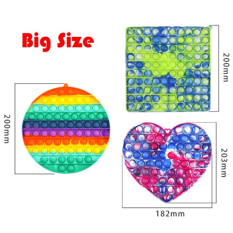 Big Size Pop It Push Bubble Fidge Toys For Schoolbag Pendant Hot Adult Stress Relief Toy Popit Soft Squishy Anti-Stress Gift