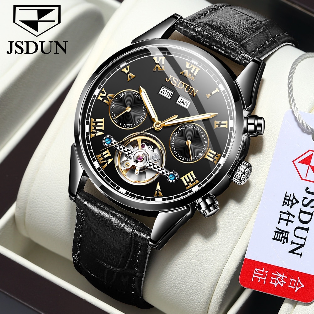 JSDUN Automatic Mechanical Mens watch Waterproof Classic Lust Clocks Pulse Reloj Hombre relojes rolexes Tourbillon swiss watch