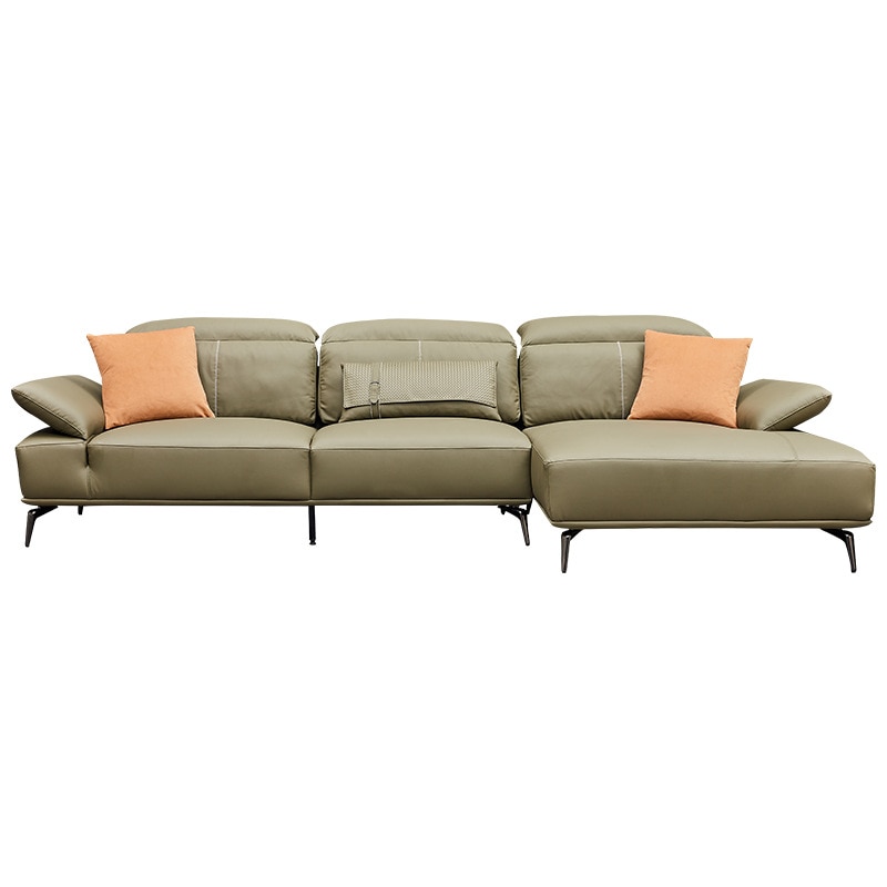 Modern minimalist leather sofa L-shaped leather sofa with leather down combination