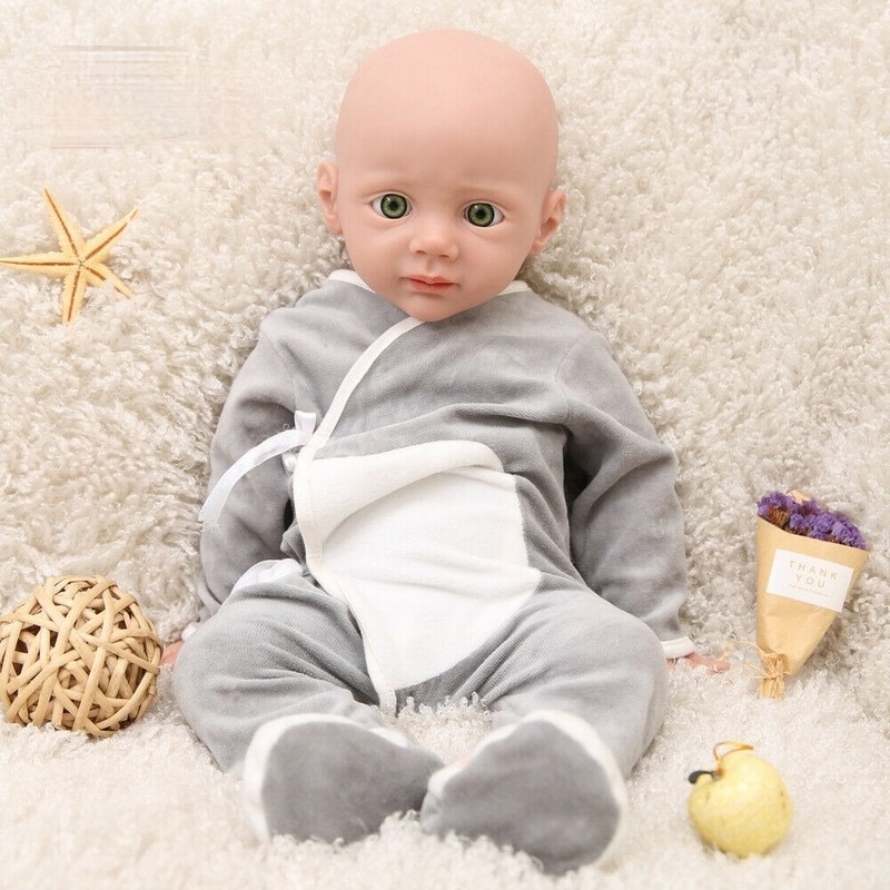 Big Eyes Boy Handmade Silicone Reborn Baby Waterproof Doll 20"5000g Lifelike Reborn Baby Dolls Full Body Silicone