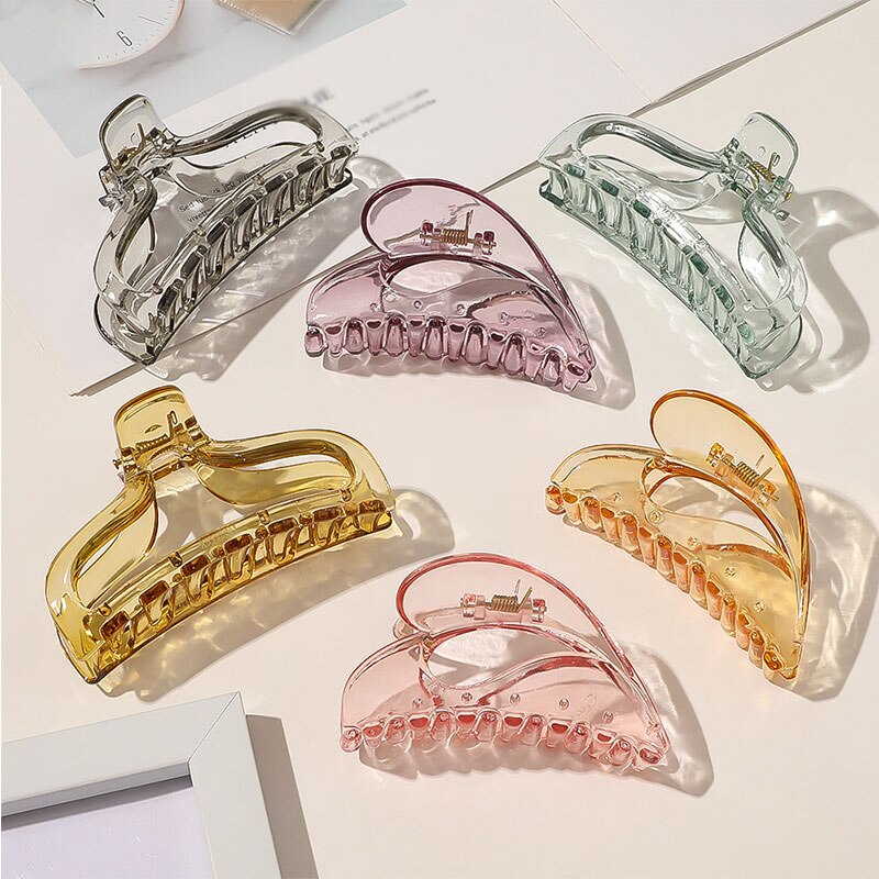 Acrylic Convex Shape Women Hair Claw Barrettes Hair Crab Geometric Hairpin Love Heart Transparent Girls Hair Accessories 2021