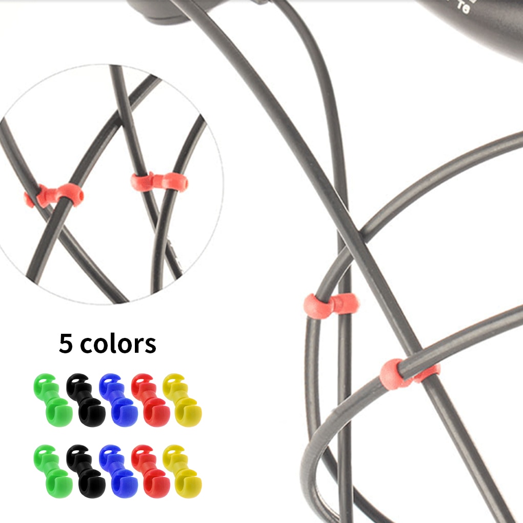 10pcs/bag Bicycle Brake Cable Clips Multifunctional Plastic S Line Buckles Portable 360° Rotatable MTB Wire Clamps