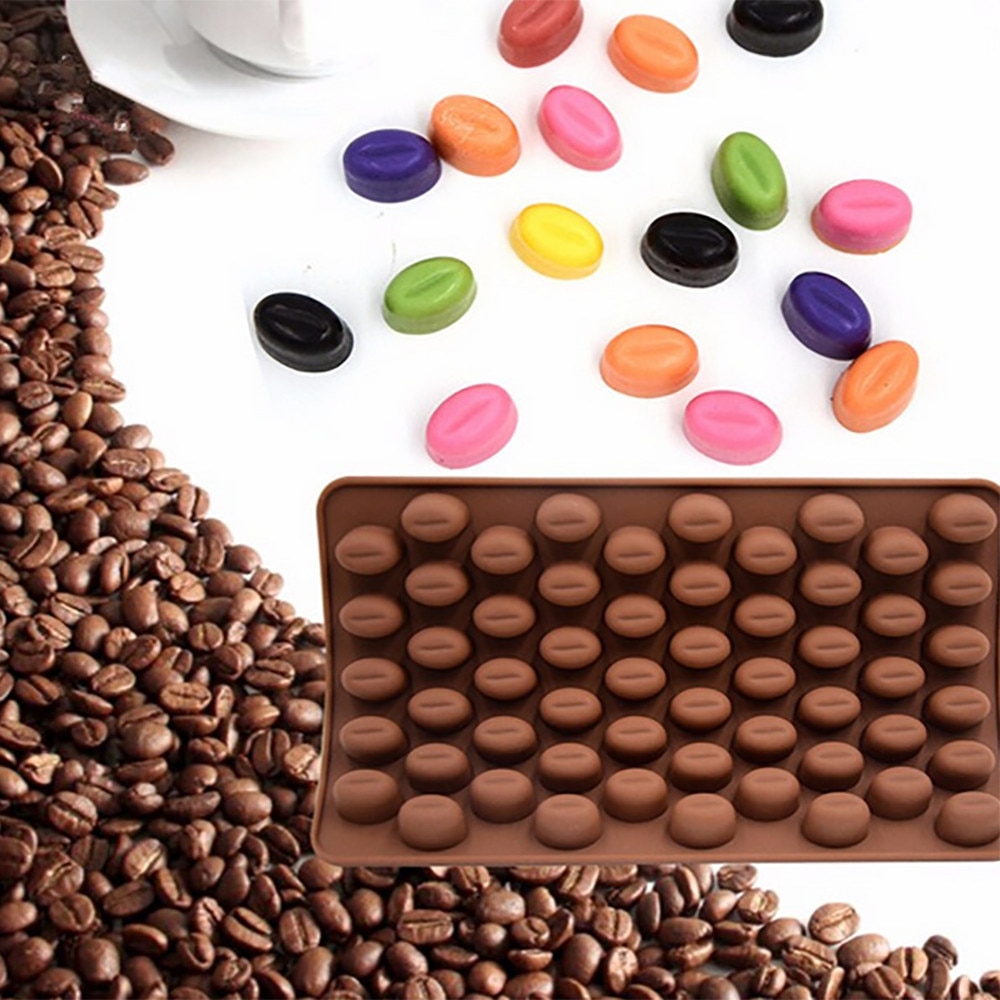 Silicone Chocolate Coffee Beans Mould Candy Cake Sweets 55 Cavity High Quality Silicone Mini Coffee Beans Chocolate Candy Candy