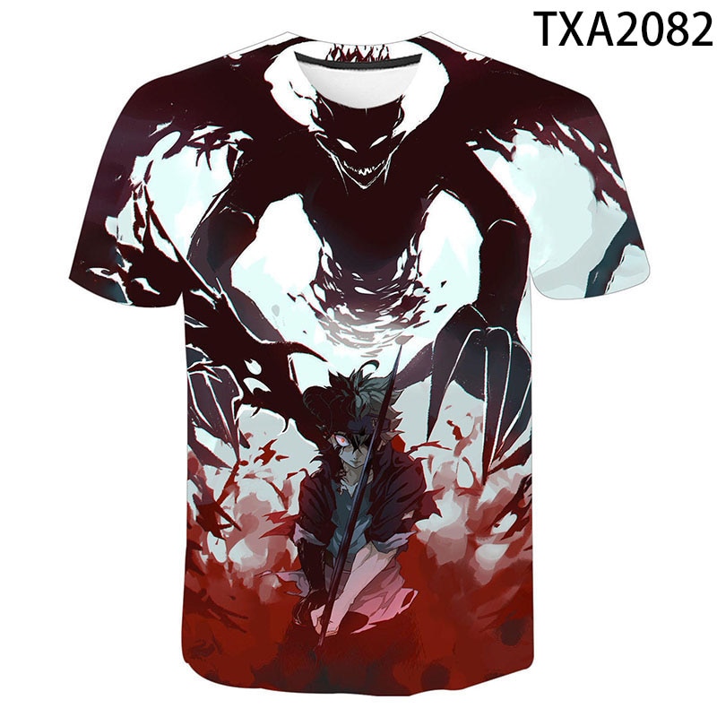 2021 New Summer Black Clover 3D T-shirt Boys Girls Kids Fashion Casual Short Sleeve Men Ladies Kids Printed T-shirt Tops